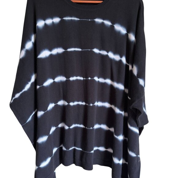 DRAFT Calvin Klein Size L/XL Ikat Tie Dye Oversized Knit Sweater Black White Bea - Picture 1 of 7